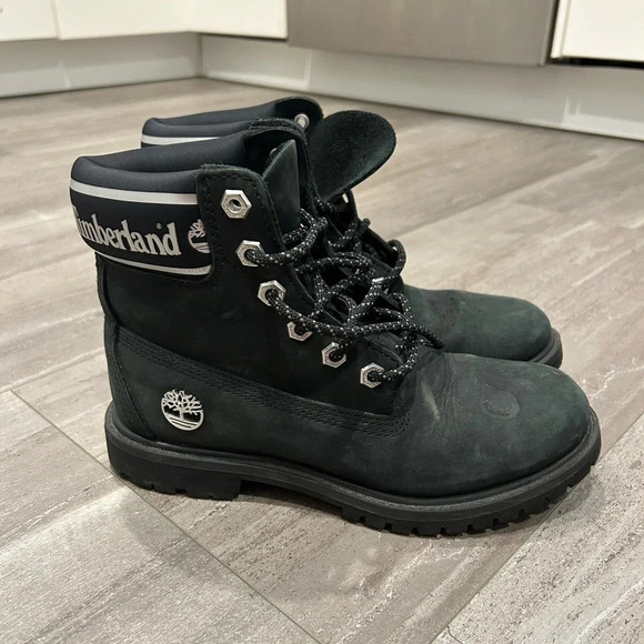 Timberlands All Black Logo Cuff Waterproof Boots - Picture 1 of 5